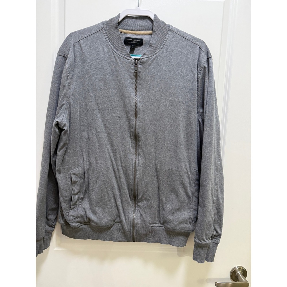 Banana Republic Luxe Touch Performance Bomber Jacket Gray XL Tall Zip Up